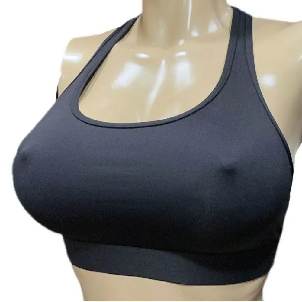 Victorias Secret The Player Unlined Racerback Sport Bra Medium Support Black